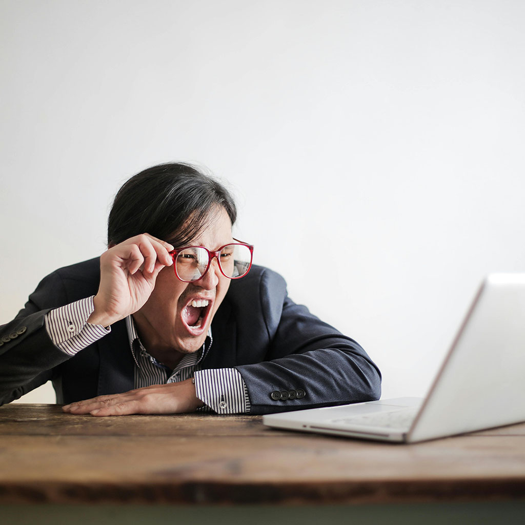 Man yells at Computer